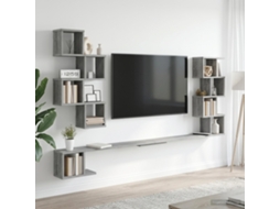Vidaxl Prateleira De Tv Montada Na Parede Sonoma Cinzento