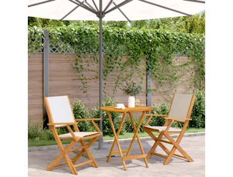 Conjunto 3 Peças Bistrô Tído E Madeira Maciça Branco Nata Dkd Home Decor