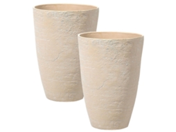 Conjunto de 2 vasos para plantas BELIANI Camia de Pedra mesclada Creme 43x43x60