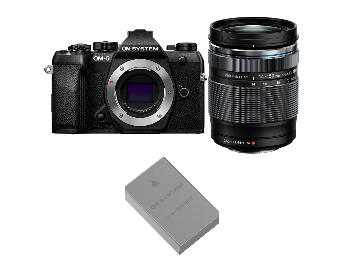 Om 5 Mark Ii Preto + 14 150mm F/4 5.6 Ii + 1 Om System Bls 50 + Ebook “20 Dicas para Fotos Que Impressionam” OM SYSTEM