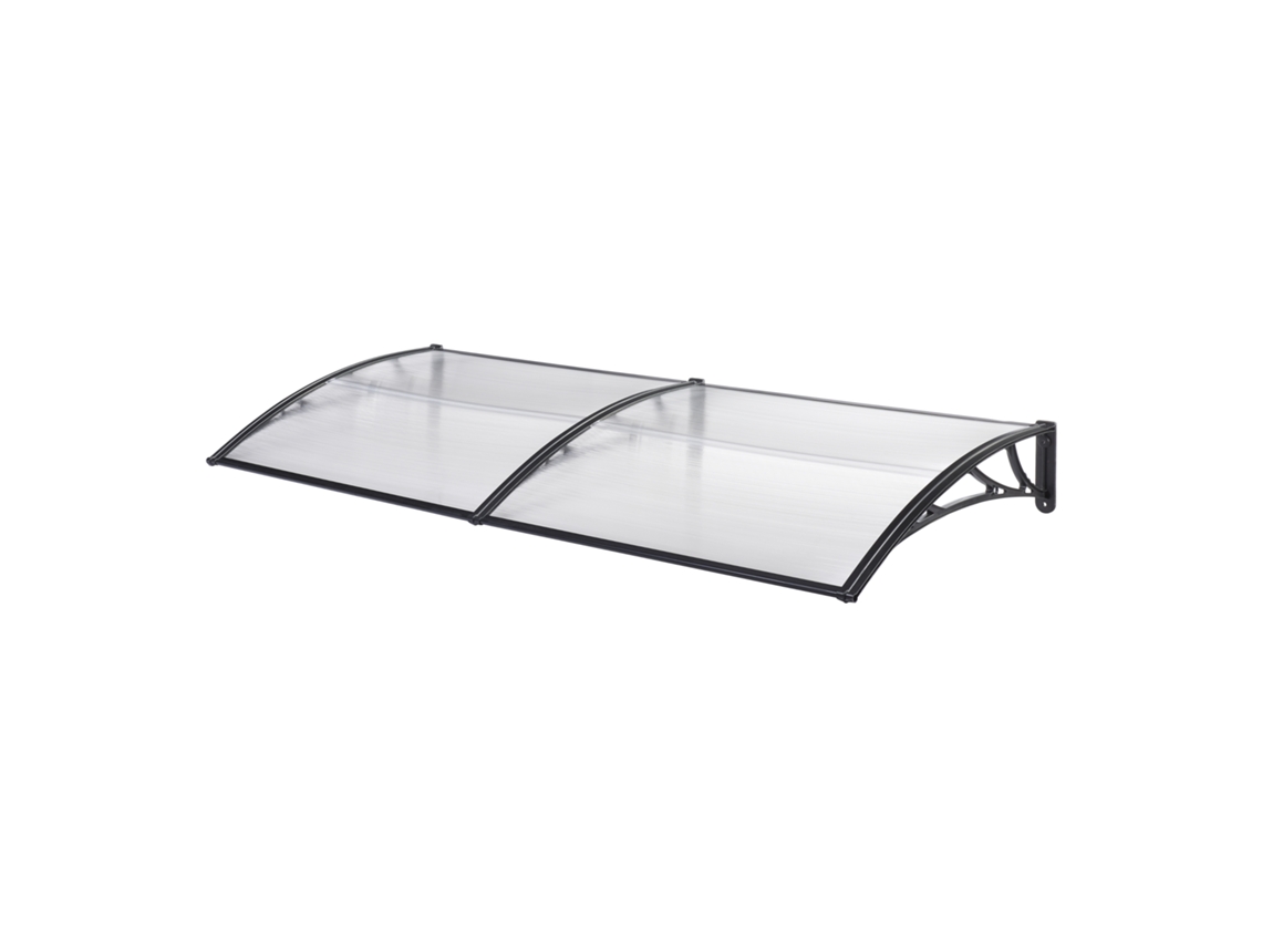 Marquise externa para portas de Mellerud Policarbonato e Proteção plástica 240 x 100 cm transparente e preto [EN.CASA]