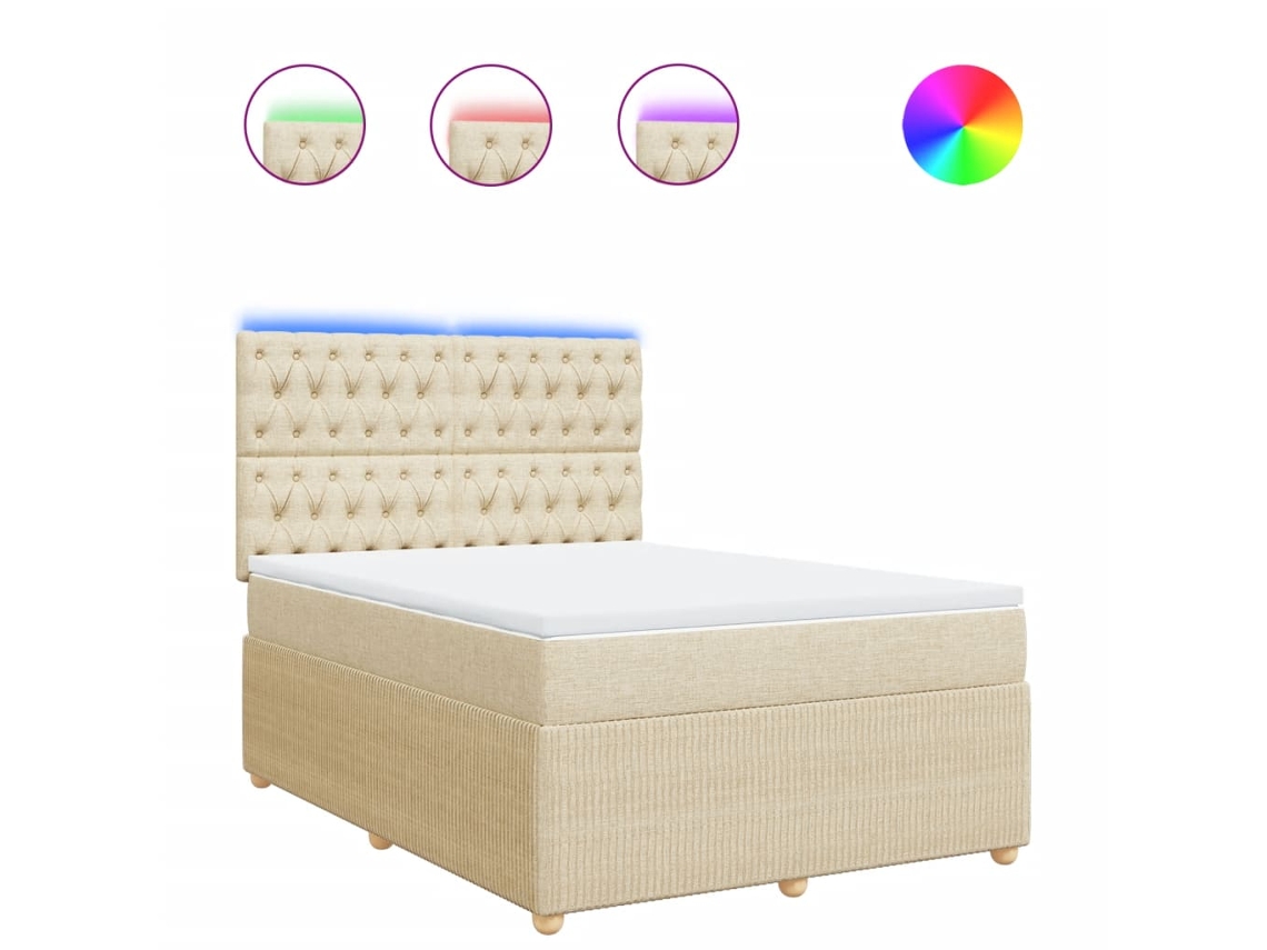 Box Spring Bed, Box Spring Beds Vidaxl Creme Tecido (140 X 190 Cm)