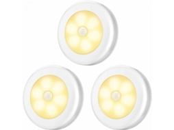 Pacote com 3 luzes noturnas com sensor de movimento e luz de movimento lento (branco quente)
