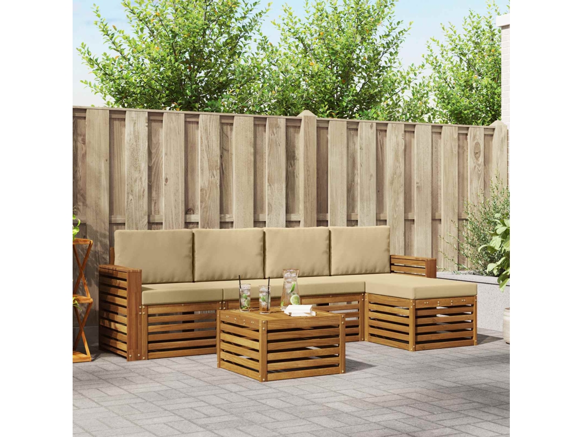 Vidaxl Conjunto De Sofás Para Exterior 6 Unid. Natural E Bege