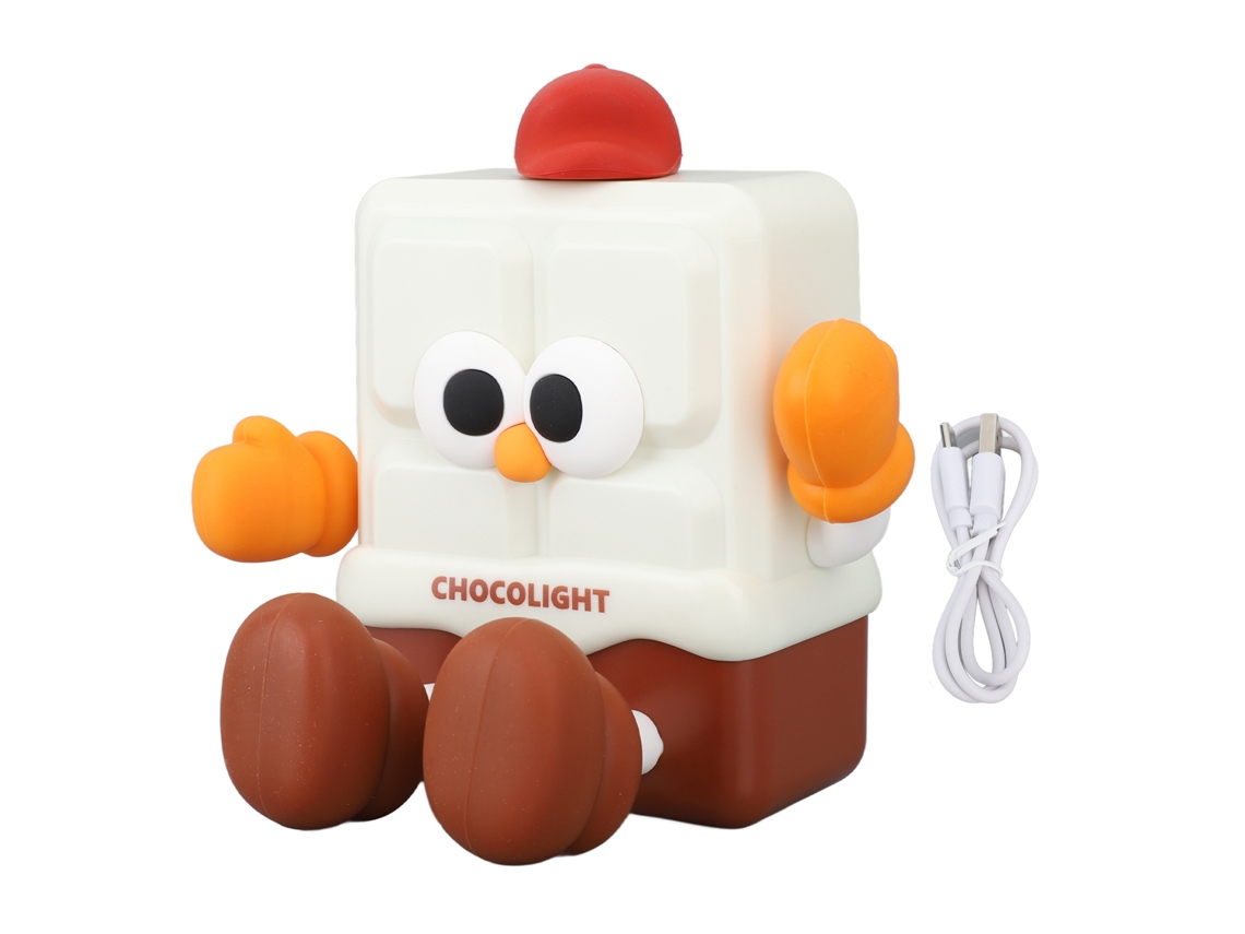 Lâmpada Noturna de Chocolate para Crianças com Temporizador 30min Silicone Led Recarregável com Suporte Celular | S/MARCA