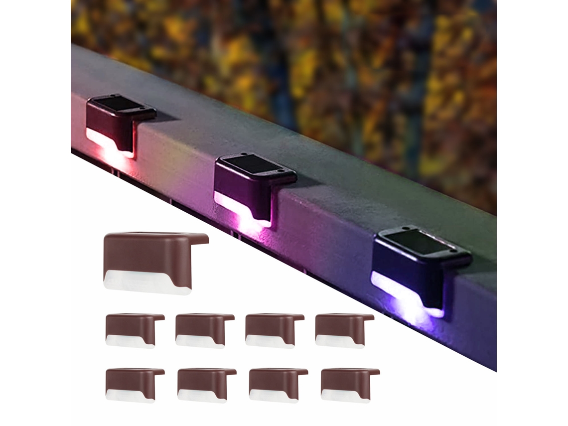 Iluminação solar profissional para exterior, sem fio, revestimento marrom, conjunto com 8 AQUAFORGE