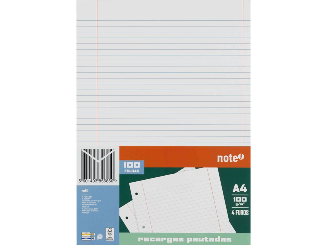 Recarga A4 100 Folhas Pautado Note!