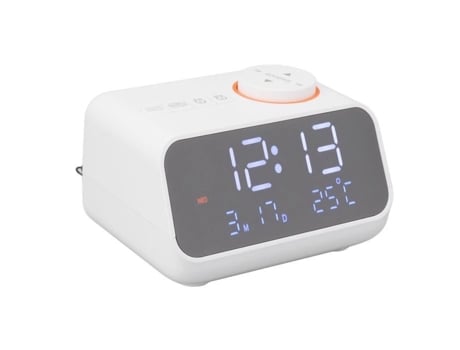HURRISE Despertador Rádio Led Digital Despertador com Rádio Fm Música Temperatura Display e Relógio de Lavanderia Branco
