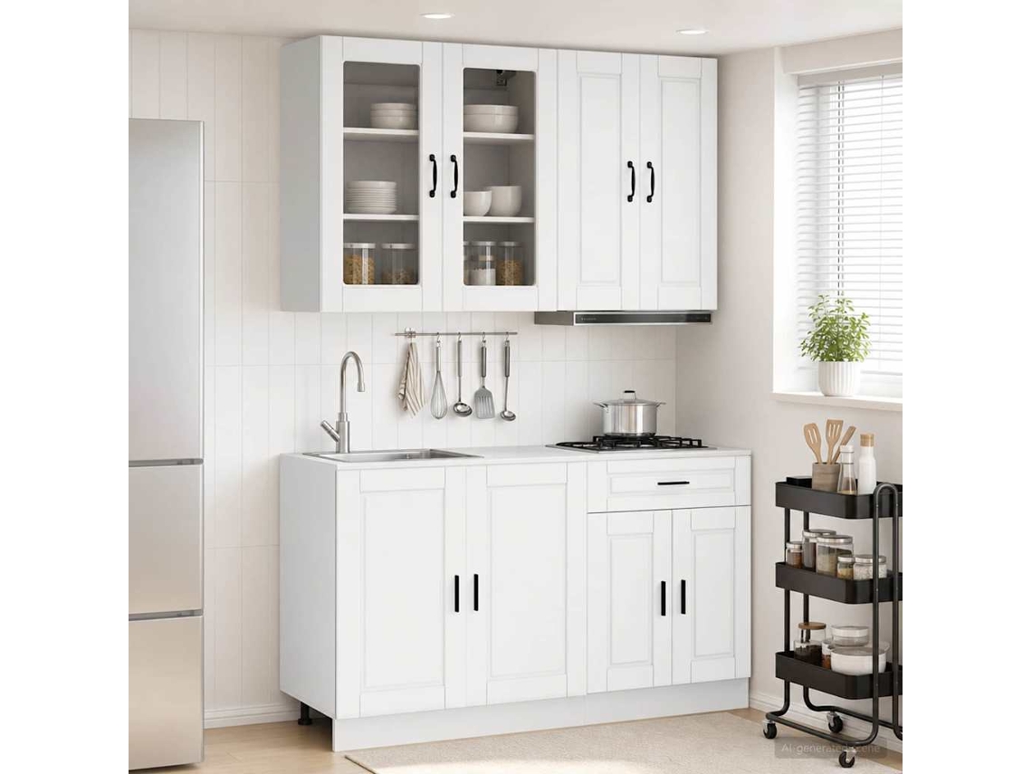 Vidaxl Unidade De Cozinha Porto 4 Unid. Branco Derivados De Madeira