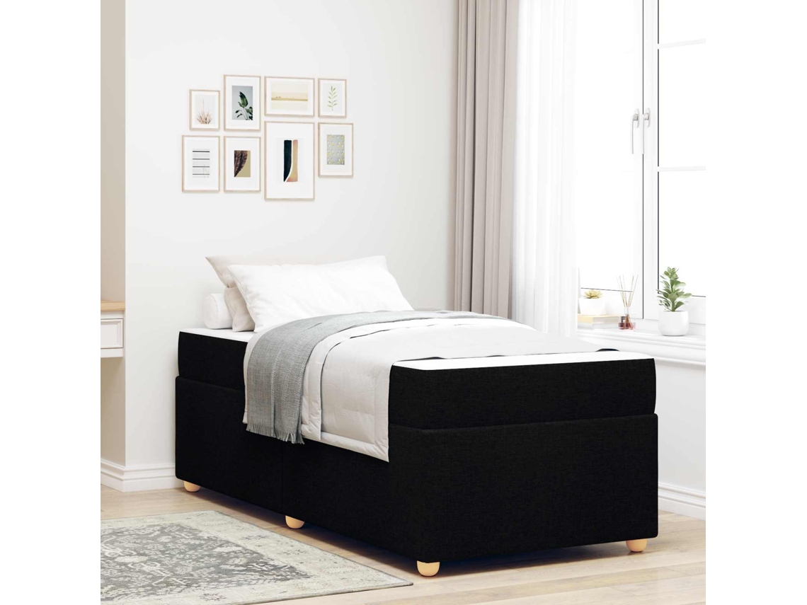 Vidaxl Estrutura Da Cama Com Colchão Preto 100 X 200 Cm Tecido