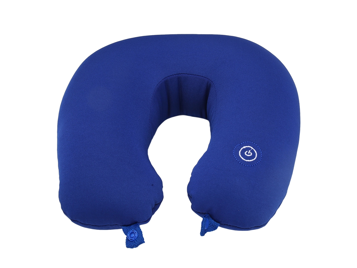 Travesseiro De Viagem Em Espuma Viscoelástica Formato U Com Vibração Elétrica Para O Pescoço, Para Voos, Cor Azul