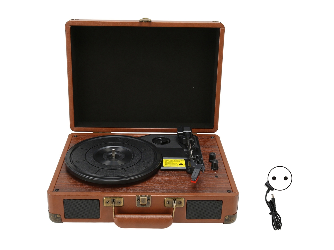 Tocador de discos vinil LAXISCREED Bluetooth 5.0, 3 velocidades, marrom escuro