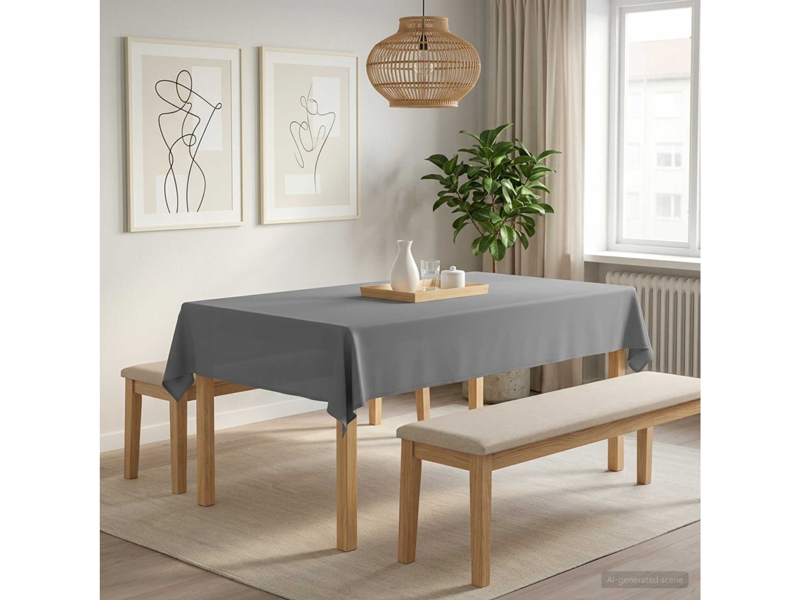 Vidaxl Toalha De Mesa Retangular Cinzento-claro 140 X 220 Cm Poliéster