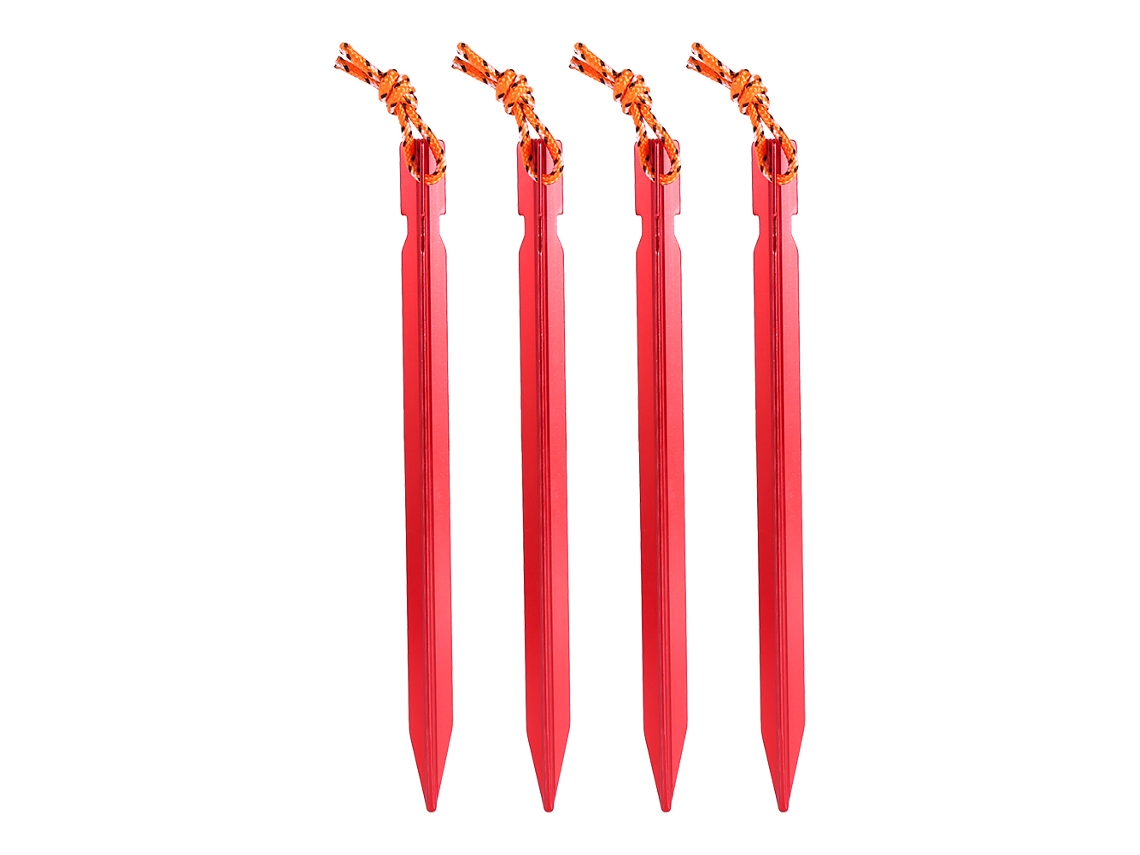 Pacote com 4 Estacas de Ancoragem para Barraca, 18 Cm, em Liga Alumínio AQUAFORGE (vermelhas)