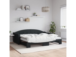 Vidaxl Sofá-cama Com Gavetão E Colchões 90x200 Cm Tecido Preto