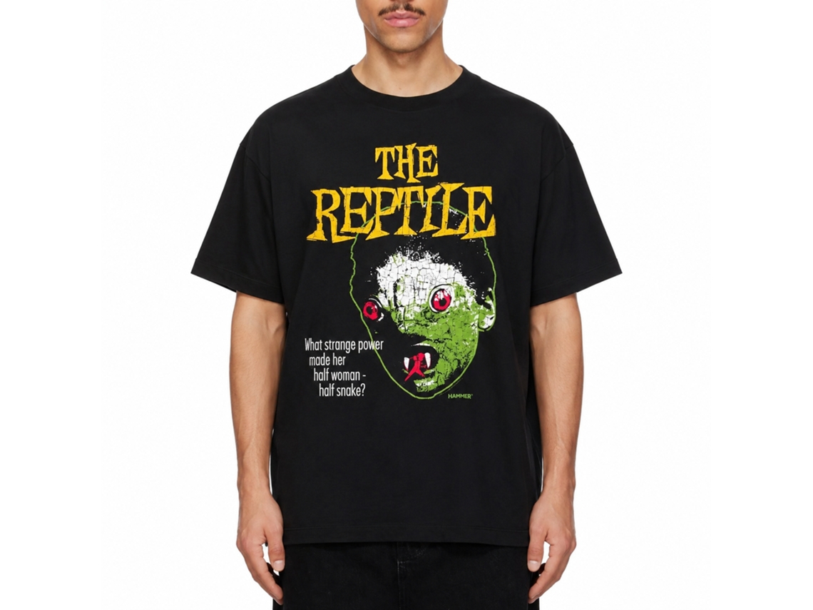 Rockinstone Horror Movies The Reptile Face Black Adult T-shirt Size:xl