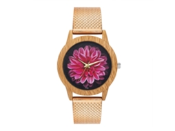 Relógio de pulso de quartzo simples para homens e mulheres com pulseira de silicone (ouro rosa)