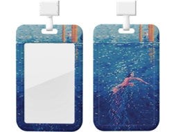 Porta-cartões Crachá azul, com cordão, camada plástica impermeável, ideal para mesa, professores e enfermeiros.