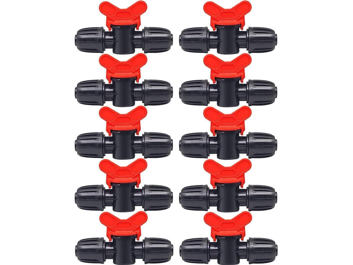 10pcs Válvula De Interruptor De Irrigação Por Gotejamento Para Tubo 16mm Com Acesso Barb E Trava