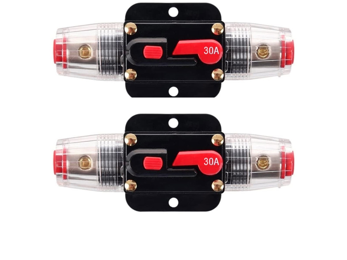 2 Fusíveis Rearmáveis​​ Para Disjuntor, 12v, 24v Dc 30a Com Rearme Manual Para Proteção De Sistemas Áudio