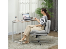 Cadeira de Escritório com Altura Ajustável Função Basculante Base Cruzada e Assento Amplo Cadeira para Estúdio 65x65x84 94 Cm Cinza Claro KAKFOUR