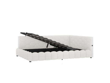 Cama Estofada 140x200 Cm Com Usb E Type-c - Branco
