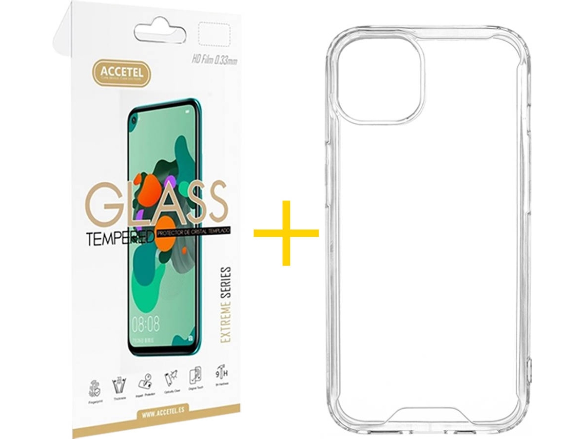 Capa + 1 Película de Vidro iPhone 13 Mini ACCETEL Gel Reforçado Transparente