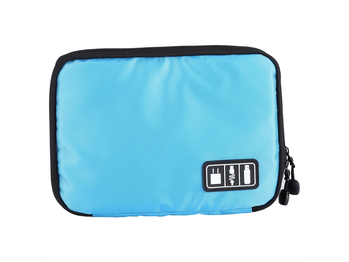 Bolsa Organizadora Portátil para Acessórios Digitais Cabo Usb Power Bank Fone de Ouvido Azul | S/MARCA