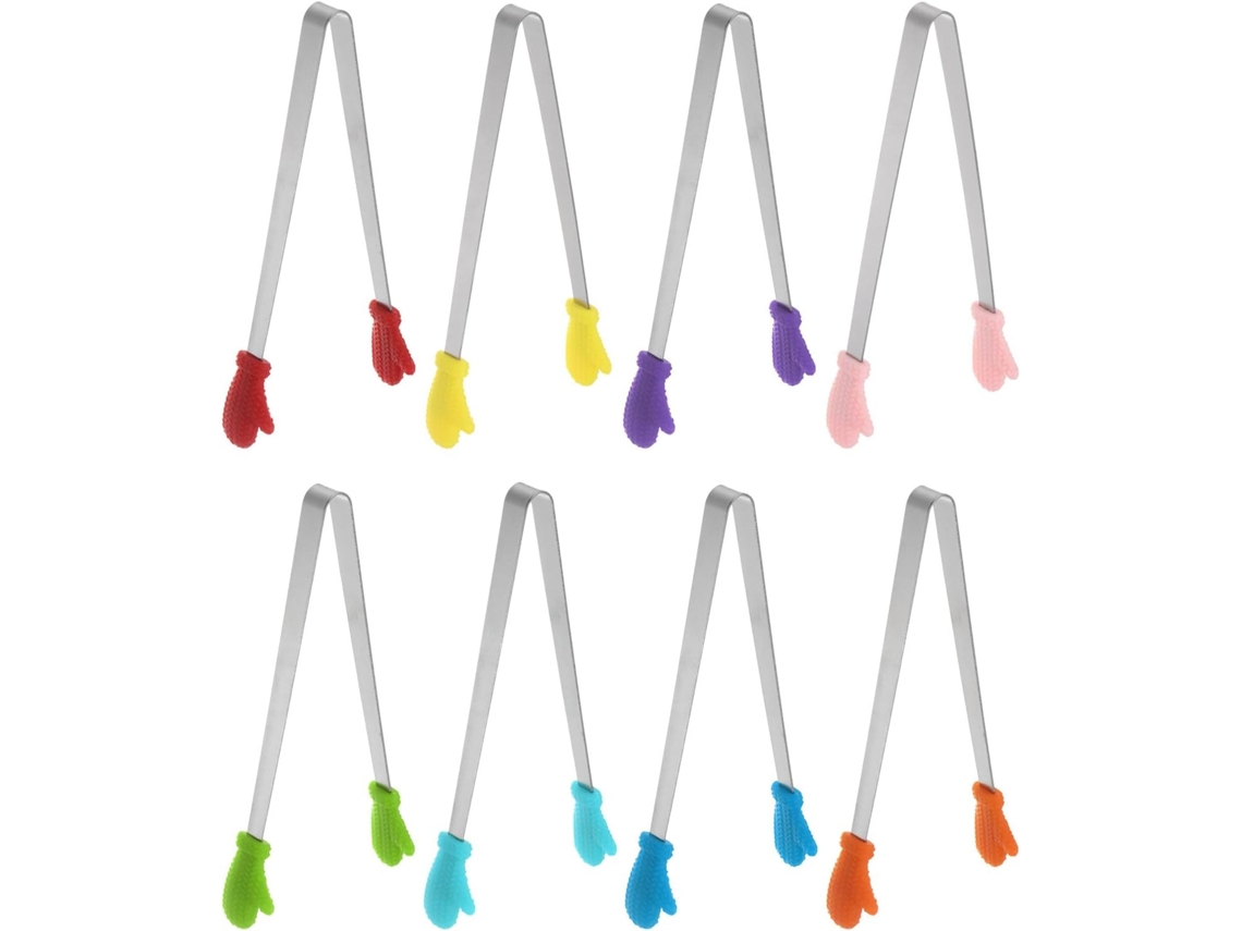 Pinça De Cozinha Pequena Quarkzman 14cm Em Aço Inoxidável Colorido, Formato De Luva Com Pontas Silicone, Ideal Para