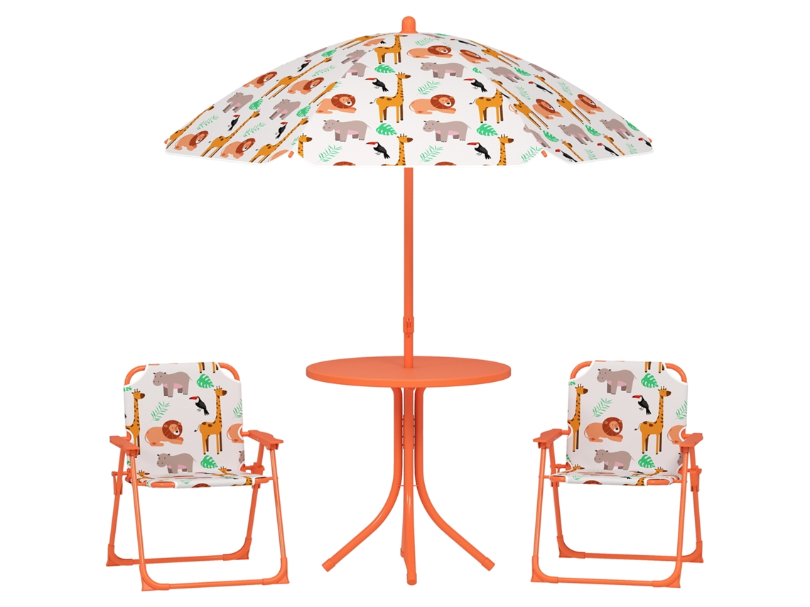 Mesa Piquenique de para Jardim Infantil com Guarda sol Laranja