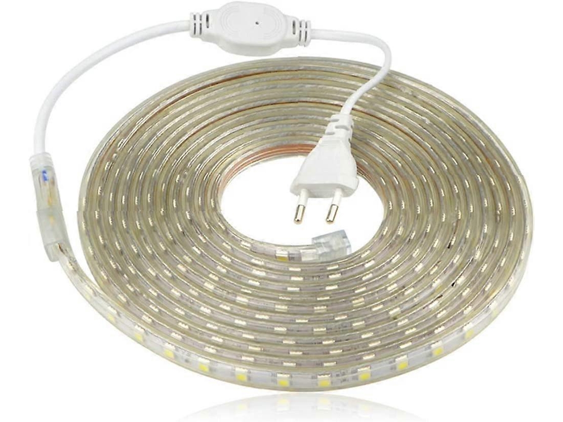 Rebe tira Led 5050 220v Ip65 Impermeável Luz Branca Quente 5m para Interior e Exterior