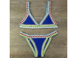 2026 traje de Banho Crochet para Mulher Sexy Biquíni Brasileiro Sem Arame Cintura Baixa 2023 Roupa de Praia