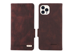 Capa Em Couro Pu Com Suporte Para Apple Iphone 16 Pro Max - Café