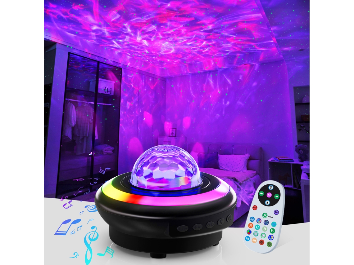 Luminária de Projeção Ambiente Criativa para Decoração Quarto, Luz Noturna Led Recarregável para Cama de Dormitório, Preta BRILVIBERA