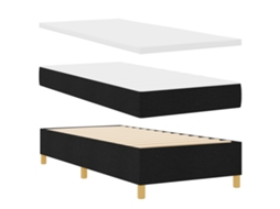 Conjunto 1 Cama Box Vidaxl Preto Poliéster (200 X 90 Cm)