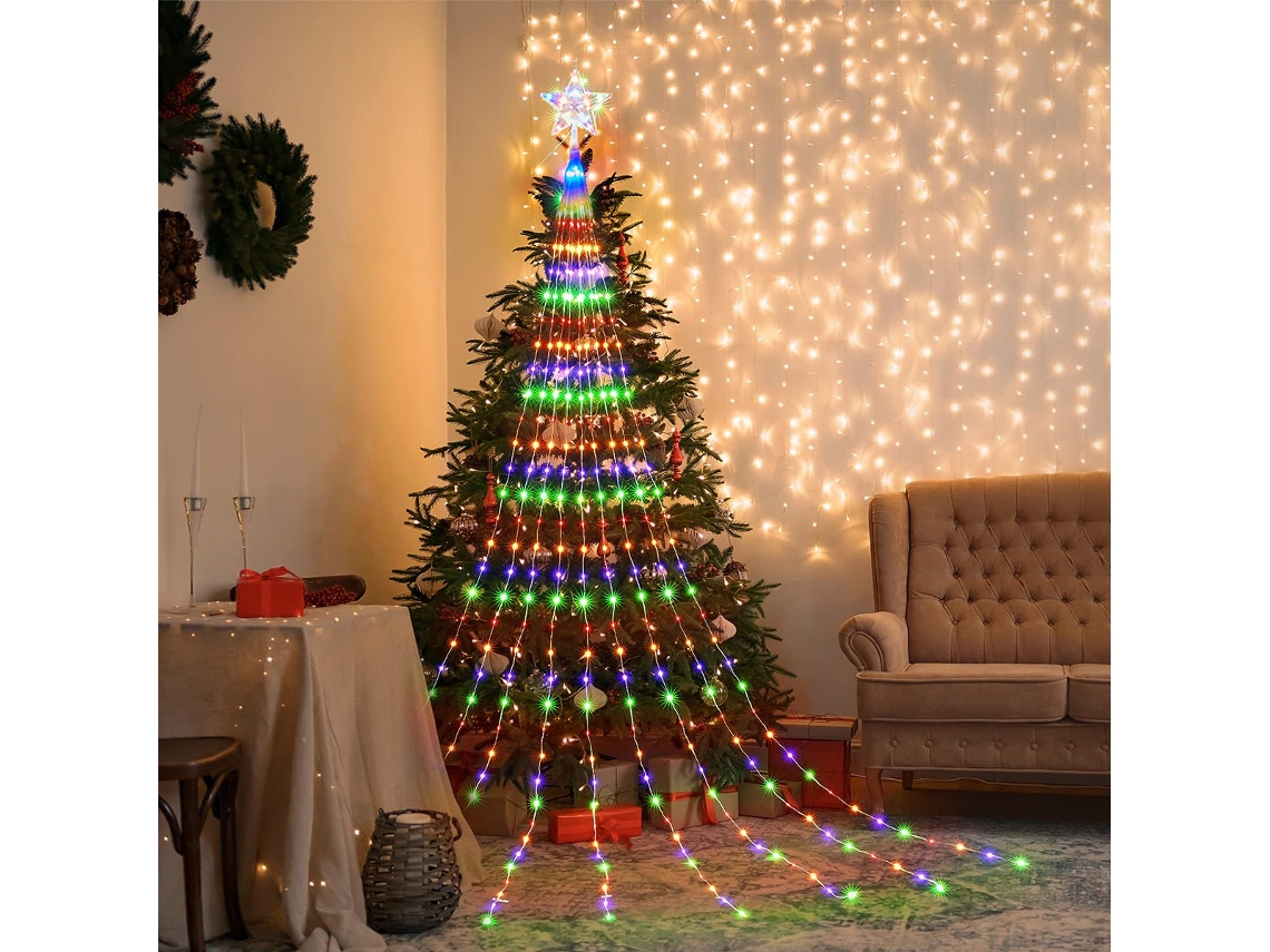 (colorido, 2m) Luzes De Natal Em Formato De Estrela De Cinco Pontas, À Prova D'água, Para Árvore De Natal.