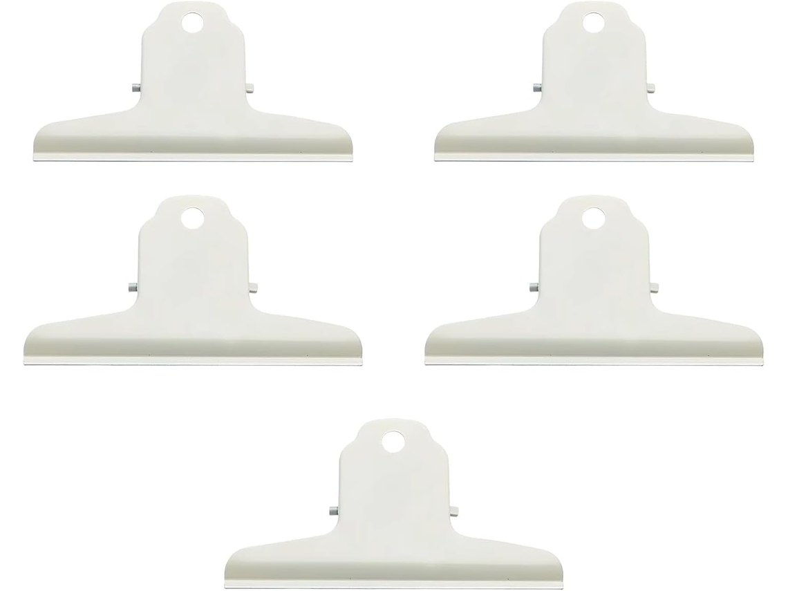 Conjunto de 5 Clipes Metálicos Multiuso para Documentos, Reforçados, com Prendedores para Arquivos e Recibos.