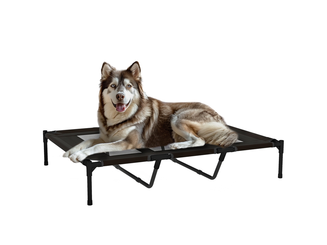 Cama Elevada para Pets com Bolsa Viagem, Metal Oxford, 122x92x23cm, Preta