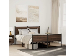 Vidaxl Estrutura de Cama Sem Colchão 140x190cm Metal Carvalho Castanho