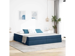 Vidaxl Cama Com Arrumação E Colchão Azul 200 X 200 Cm Poliéster