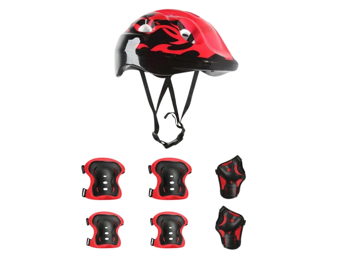 Conjunto 7 Peças Proteção Infantil Capacete Joelho Cotovelo Ciclismo Skate Bicicleta