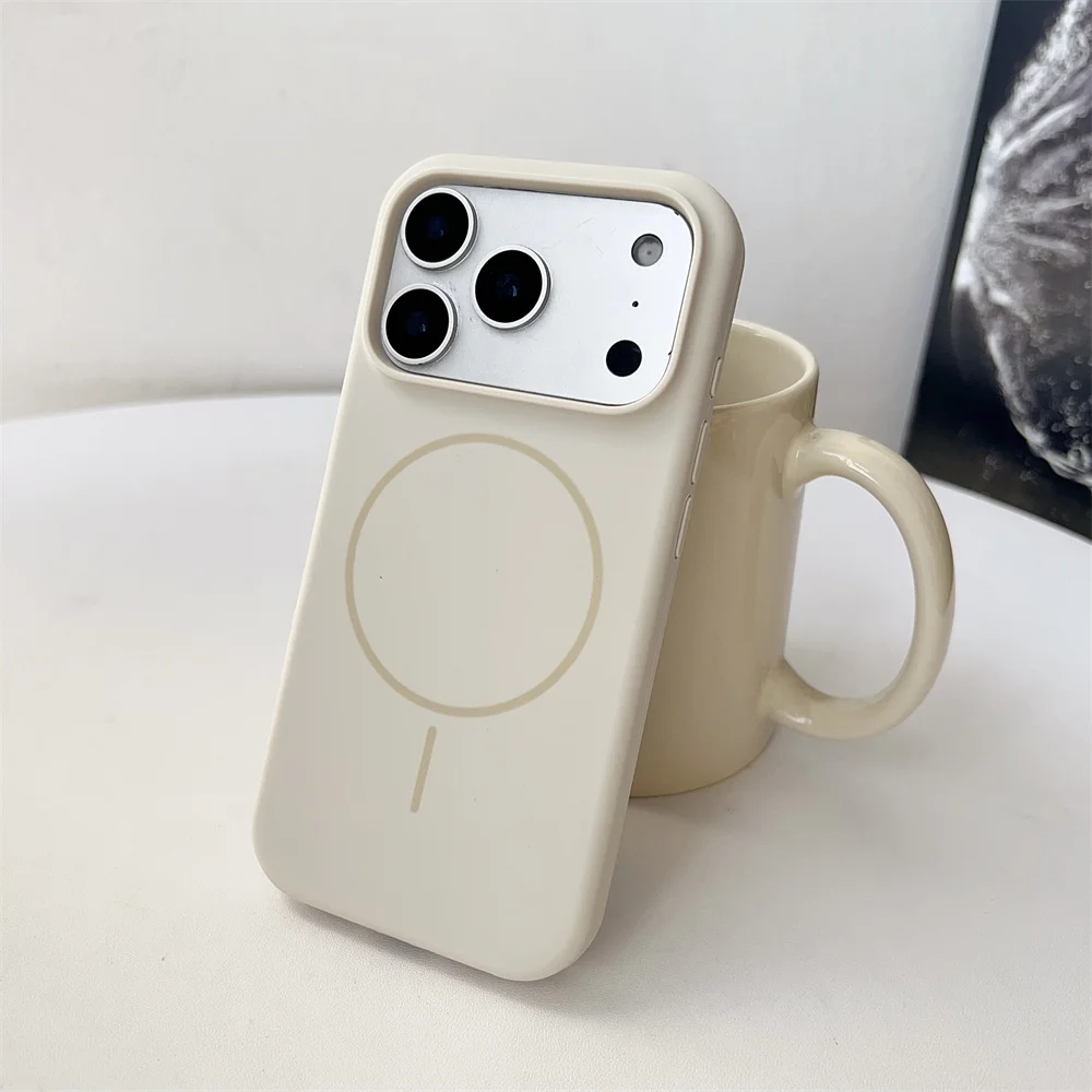 Capa Protetora Magnética De Silicone Líquido (iphone 12 Pro Max, Branco Creme), Compatível Com Carregamento Sem Fio Magsafe.