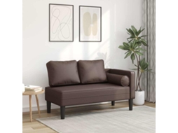 Vidaxl Chaise Longue Com Almofadões Couro Artificial Castanho