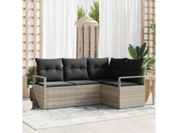Vidaxl Conjunto De Sofás 4 Pcs Cinzento-claro Vime Pe