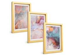 Composição De Quadros Padrões Abstratos Em Tons Pastel Espelharte (3 Peças 20x30 Cm)