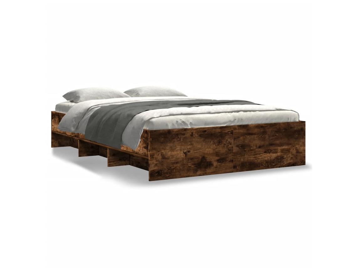 Bed Frame, Bed Frames Vidaxl Marrom Madeira Processada (140 X 190 Cm)