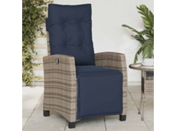 Vidaxl Cadeira De Jardim Reclinável C/ Apoio Para Os Pés Vime Pe Cinza