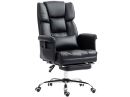 Cadeira De Escritório Com Massagem Em 6 Pontos Apoio Para Os Pés Retrátil Controlo Remoto E Suporte Lombar 69x65x115 Cm Preto