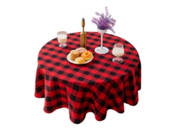 Lurelia Toalha De Mesa Algodão Linho Preto Vermelho 140 Cm Xadrez