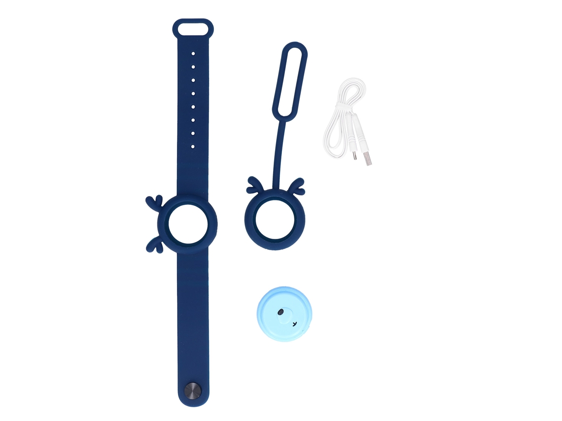 Pulseira Repelente De Mosquitos Ultrassônica Com Carregamento Usb Para Crianças, Azul Escuro.